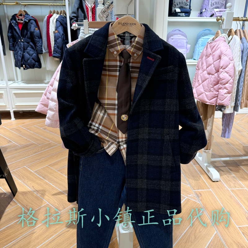 衣恋童装正品春款男童羊毛呢大衣