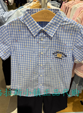 PawinPaw童装专柜正品26年夏款男宝翻领休闲格子衬衫PCYAG2511M