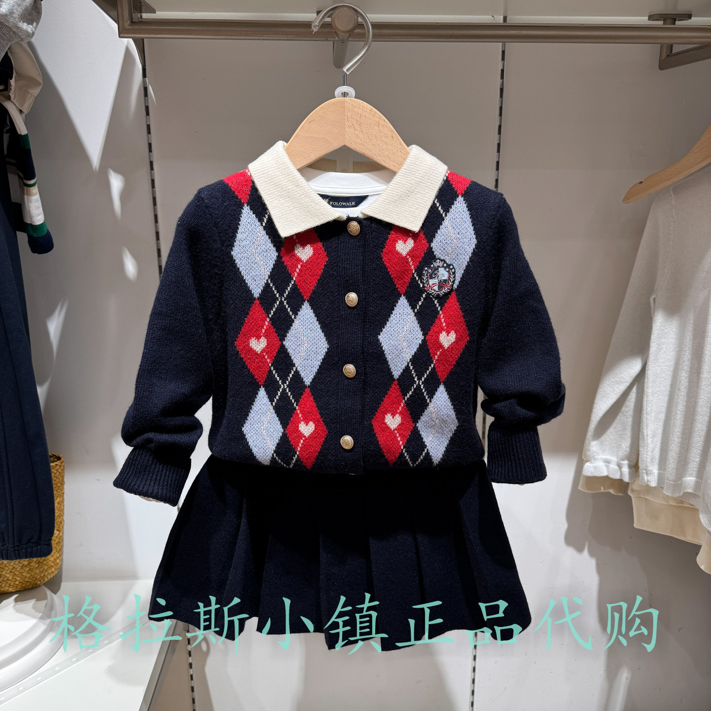 Polowalk童装冬女童针织两件套装