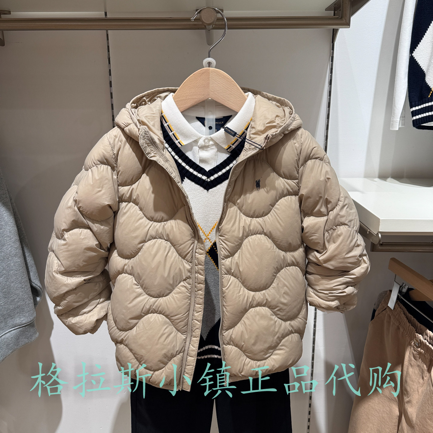 90鸭绒Polo walk童装正品25冬新款男女童轻薄羽绒服BXNW531K0098