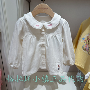 TeenieWeenie婴童专柜正品25春新款女宝娃娃领衬衫T恤T0LA251256A