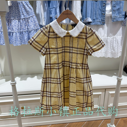 衣恋童装正品夏女童格纹连衣裙