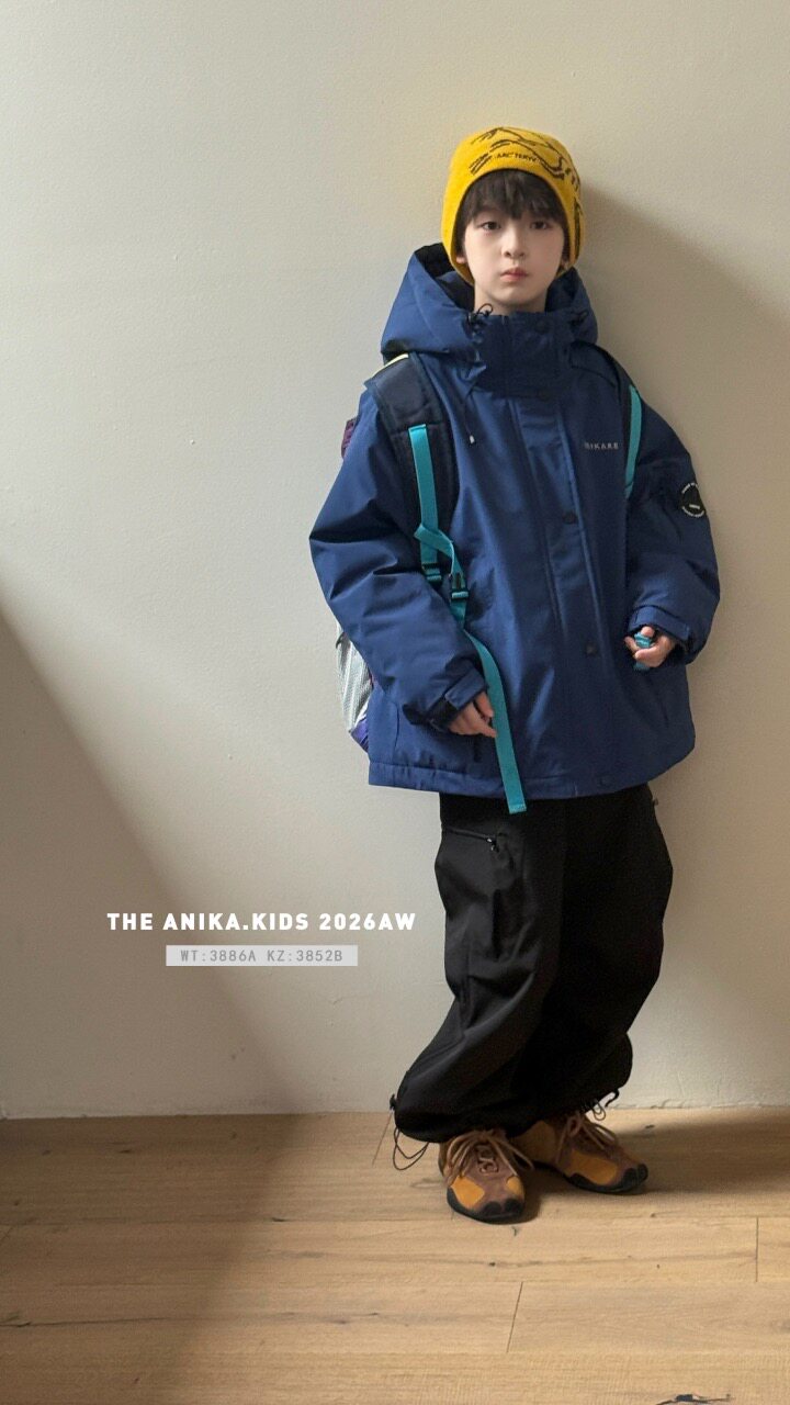 ANIKA童装儿童连帽工装夹棉外套26冬季新品男童运动保暖棉服3886