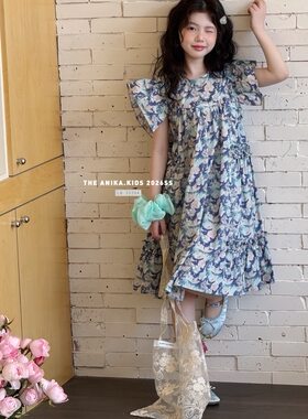 ANIKA童装儿童碎花小飞袖连衣裙26夏季新品女童森系公主长裙2020
