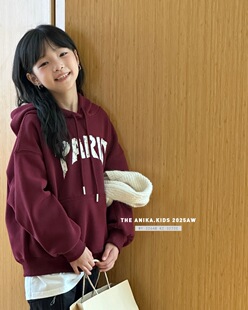 阿尼卡Anika童装25冬男女童韩版连帽卫衣外套潮加绒加厚上衣3264