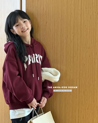 阿尼卡Anika童装25冬男女童韩版连帽卫衣外套潮加绒加厚上衣3264