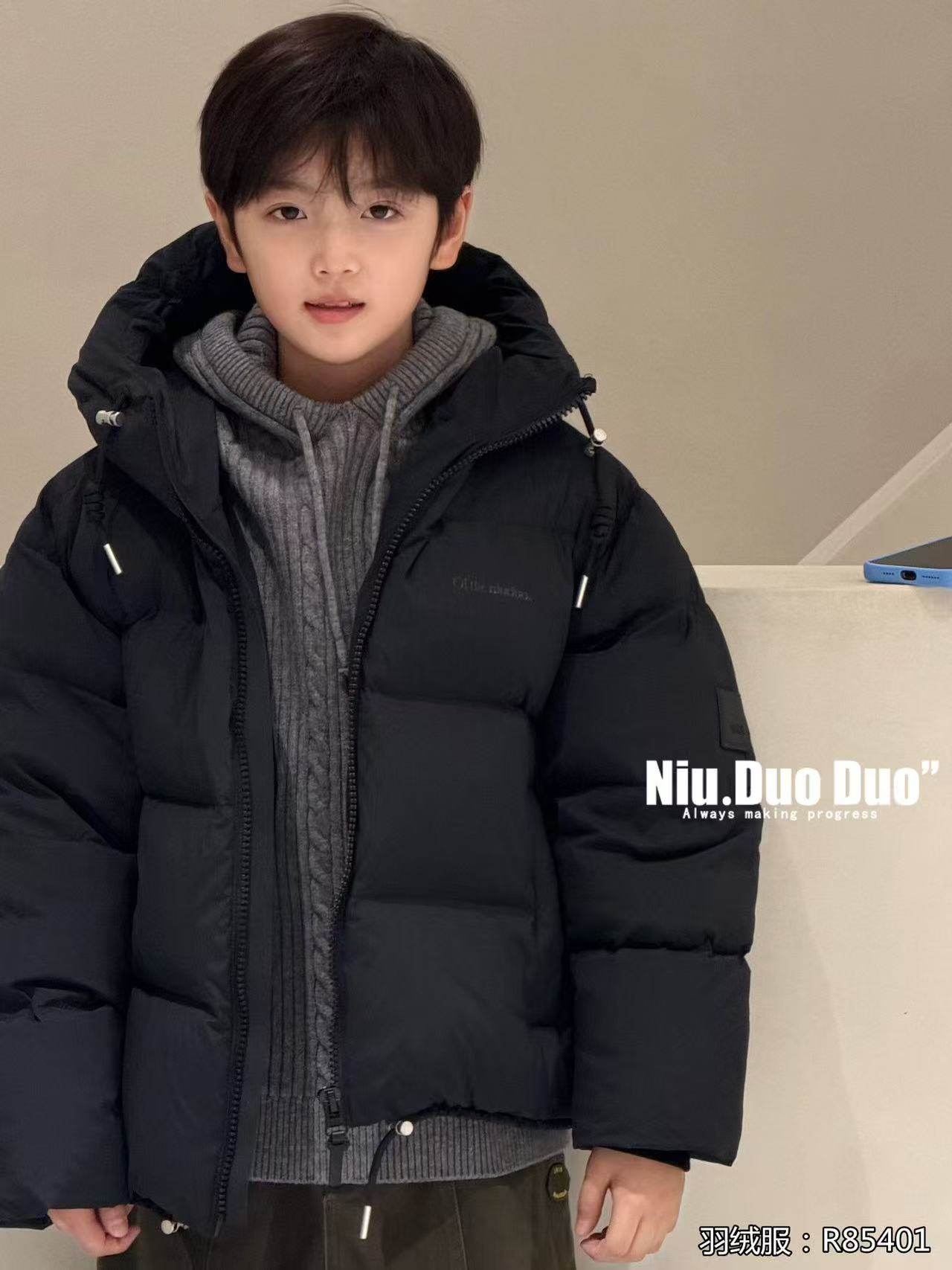 牛哆哆童装2025冬新女童中大童90白鸭绒连帽羽绒服保暖外套85401