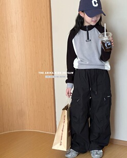 阿尼卡ANIKA童装2025冬新男女童中大童一体绒直筒工装裤潮3272