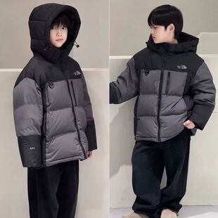 牛哆哆童装25冬新款男童女童暗纹拼色白鸭绒羽绒服儿童外套65351