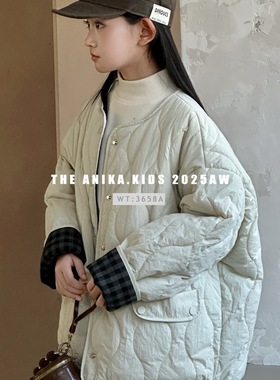 阿尼卡Anika童装25秋冬女童韩系中大童休闲夹棉外套可两面穿3658
