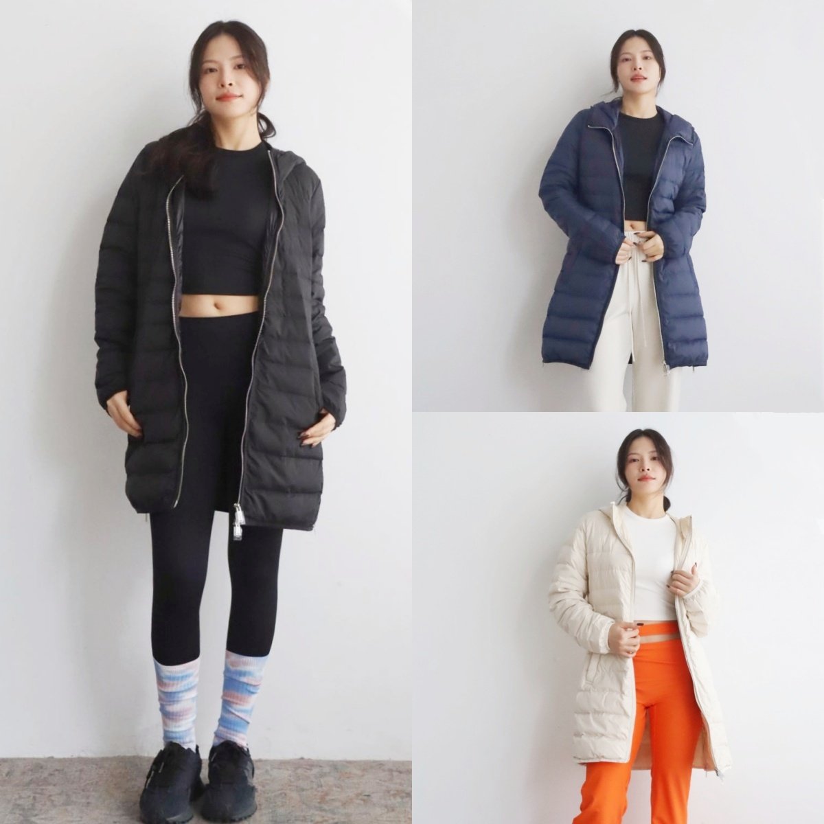 意大利奢AD 轻如鸿毛 排骨衍缝立体收腰双向拉链中长款羽绒服外套