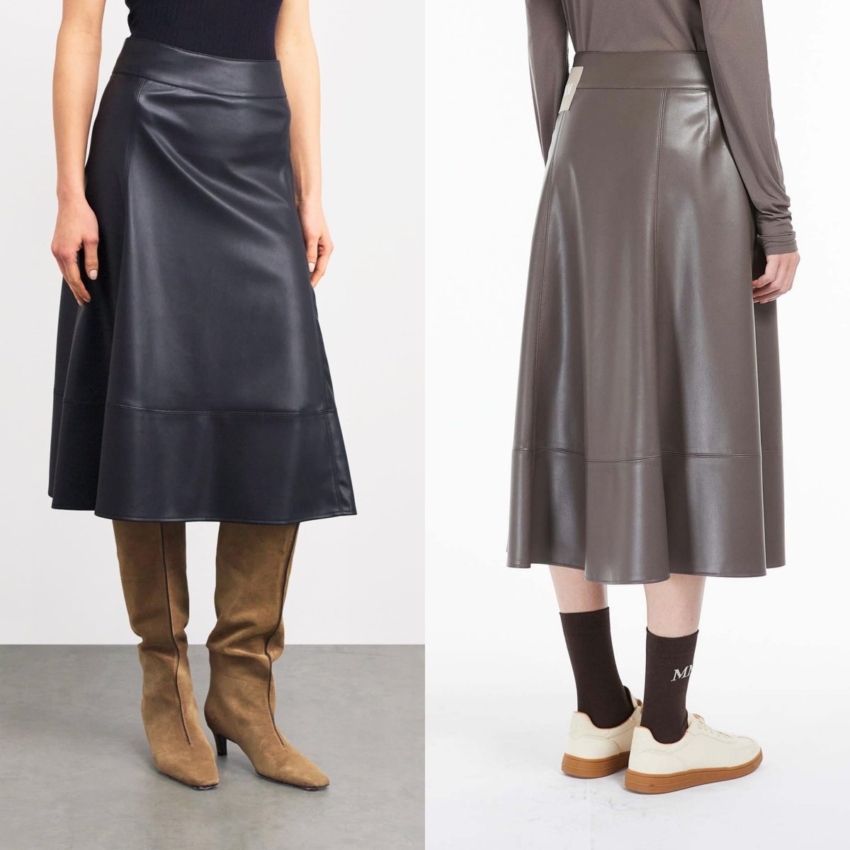 意大利m@x 柔软的盔甲 仿真皮pu拼接显瘦伞裙中长款半身裙皮裙,女装/女士精品,半身裙,淘宝优惠券,粉丝福利购,淘宝优惠卷