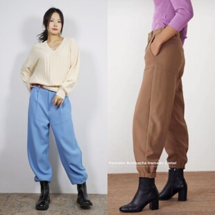 特 松弛巴恩风中低腰束脚镰刀弧线工装 阿根廷EN girl 裤 city