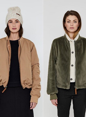 【特】荷兰mo 皮草or飞行服 时髦精保暖两面穿巴恩短款夹克棉服