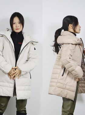 【特】加拿大枫叶 防风防水冲锋衣宽衍缝拼接保暖连帽中长款棉衣