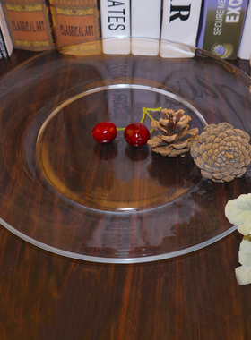 ins风简约圆形透明精致玻璃盘水果沙拉盘西餐盘甜品盘网红拍照道