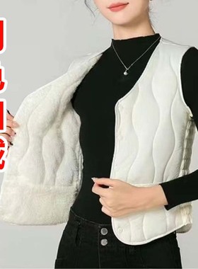 2025新款秋冬羽绒棉马甲女加绒保暖背心短款v领坎肩修身百搭内胆