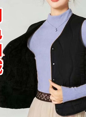 羽绒棉马甲女2025秋冬加绒加厚保暖内胆大码贴身坎肩马夹背心