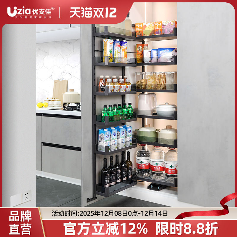 开门联动多层厨房橱柜大怪物拉篮