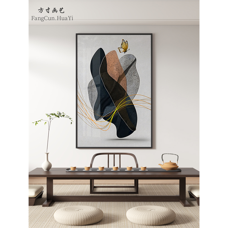石来运转客厅装饰画现代简约抽象蝴蝶玄关入户壁画样板间餐厅挂画图片