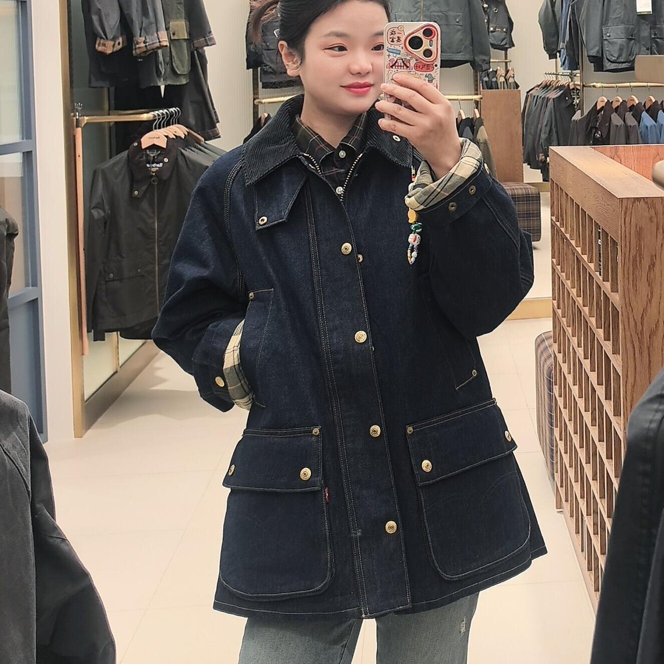 巴伯李斯丹妮同款中长牛仔外套