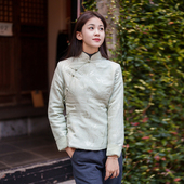 中国风原创女装 新中式 唐装 女手工盘扣修身 棉袄 凤凰记 短款 若茶