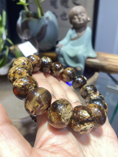 纯天然抚顺琥珀溶洞花珀蜜蜡19毫米手串手链