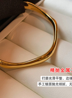 欧美极简金色开口可调节手镯女轻奢精致时尚气质手链饰品