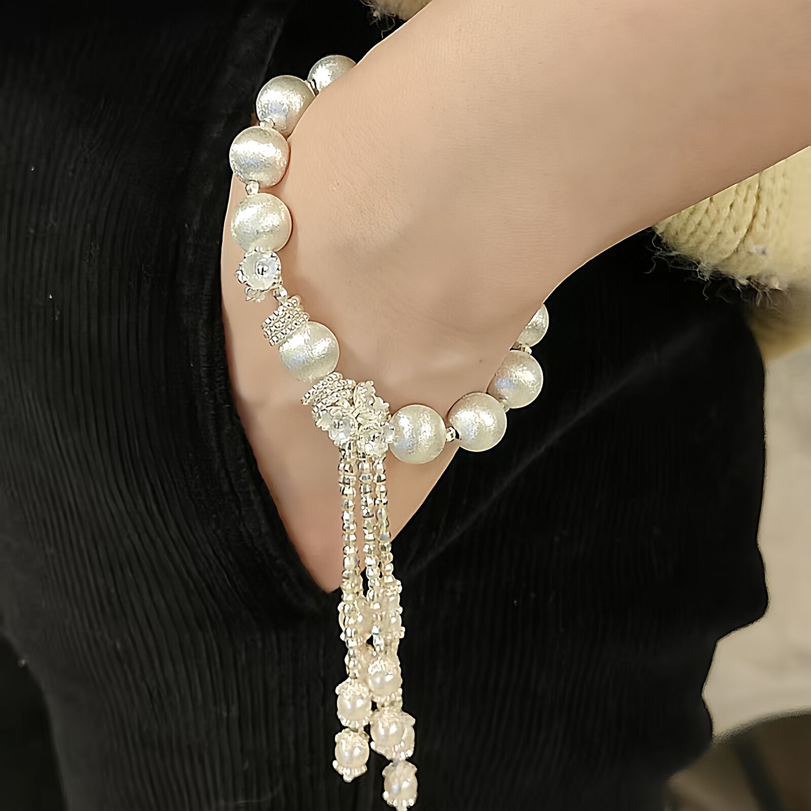 老银铺拉丝工艺莲花暴富流苏手链简约复古小众礼物送女友