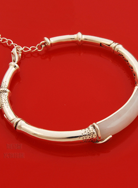 原创设计风和田玉纯银手镯包邮