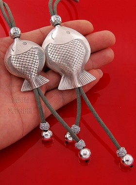 手工制作年年有鱼纯银挂件长项链