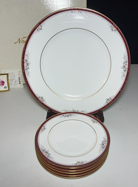 日本回流则武骨瓷描金点心盘 蛋糕盘 一大五小