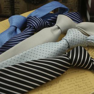 领带男韩版学生7CM正装商务职业休闲手打黑白条纹蓝色婚礼粉色