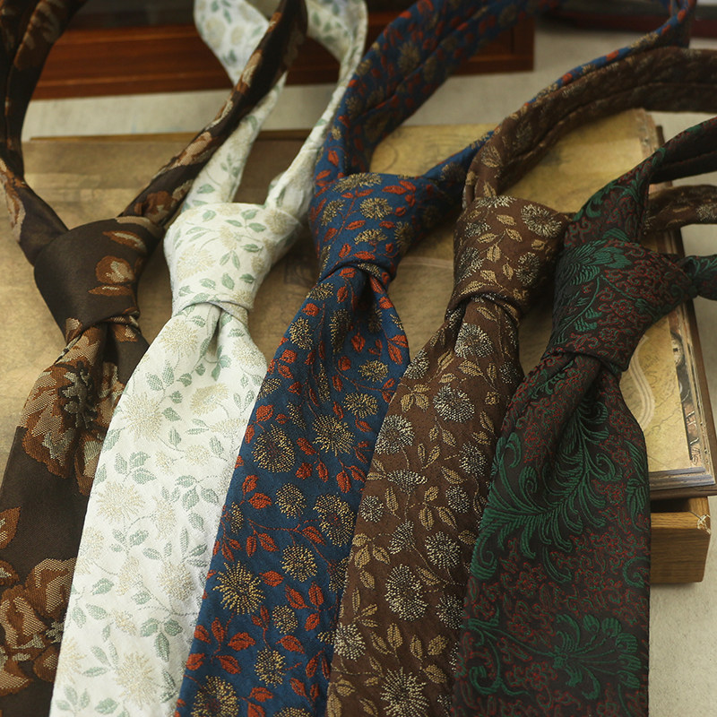 唯美花色系列 领带男咖蓝花枝7CM文艺休闲百搭色织手打高级感复古,服饰配件/皮带/帽子/围巾,领带,淘宝优惠券,粉丝福利购,淘宝优惠卷