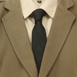 领带男韩版 学生浅灰棕色黑色 休闲百搭女学院风文艺6CM纯色窄版