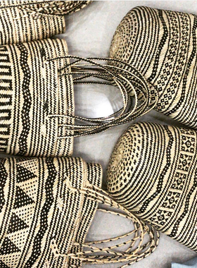 YEAH J巴厘岛进口手工艺编织图腾包单肩手领包时尚海滩野餐度假