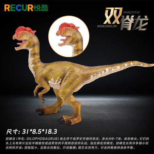 双脊龙玩具儿童塑胶仿真动物模型