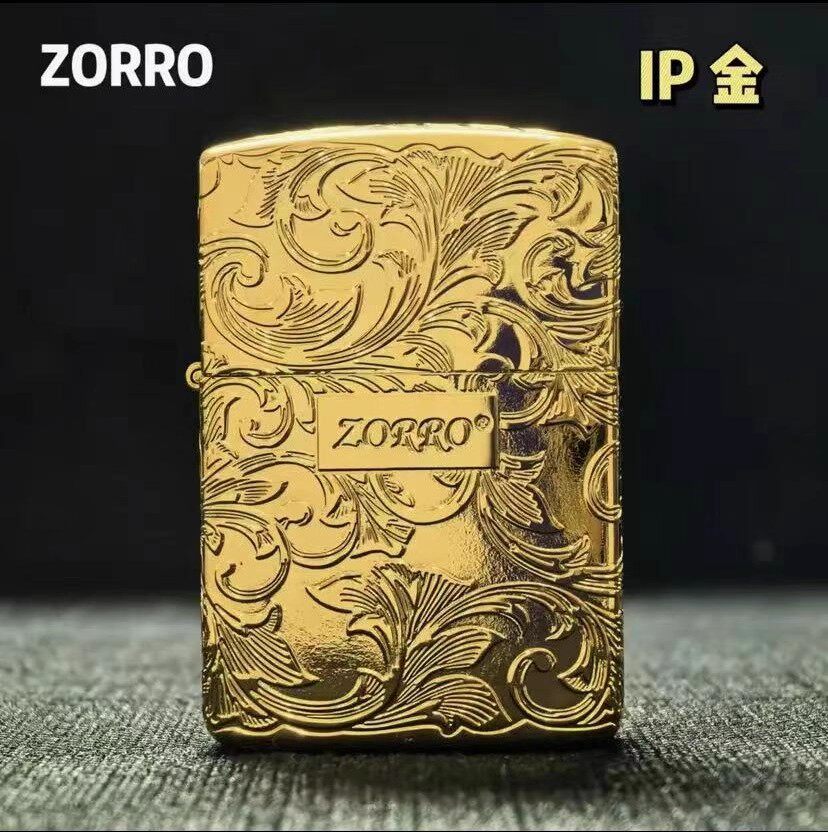 ZORRO佐罗910IP金唐草煤油打火机防上窜弹珠机芯煤油机送男友礼物