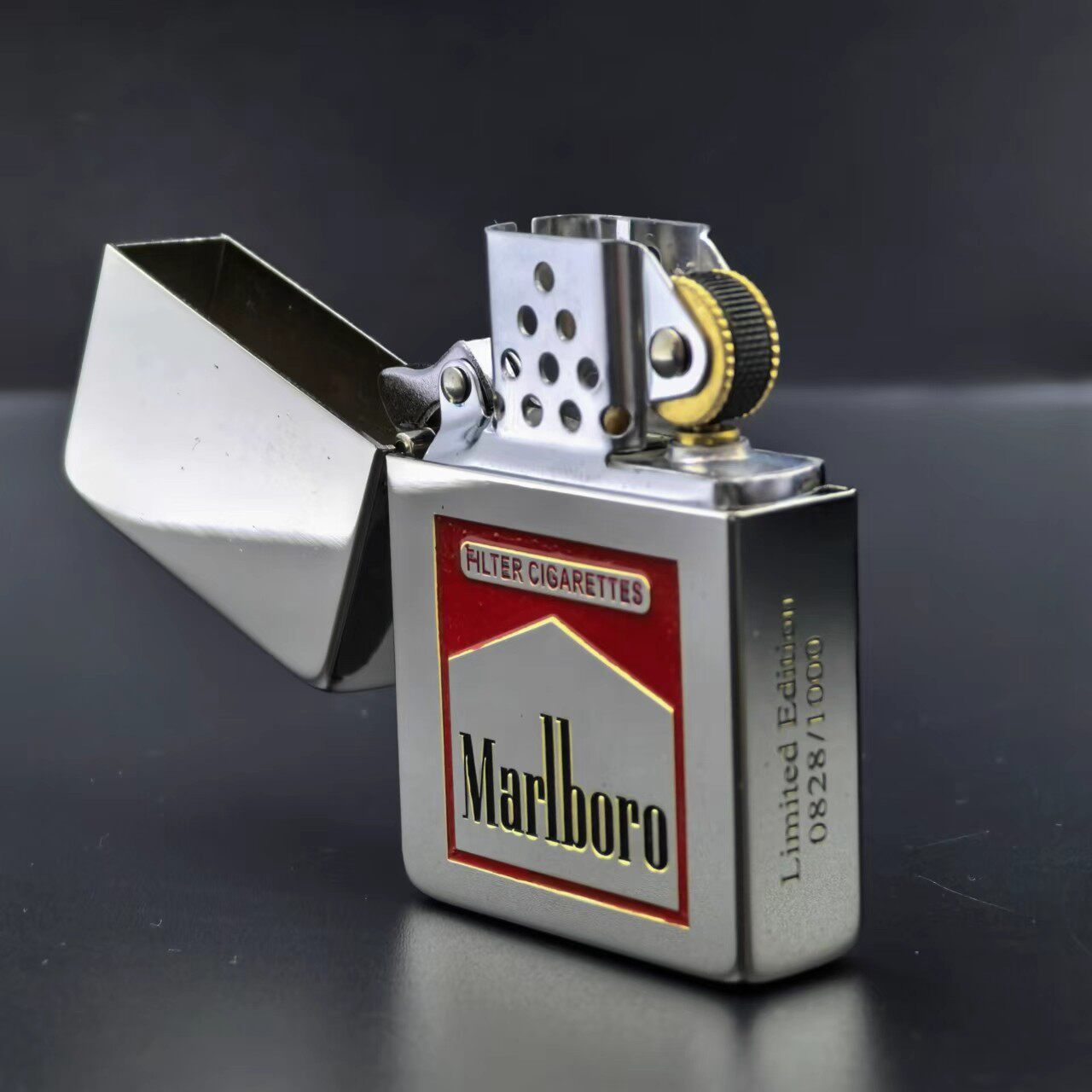 ZORRO佐罗917眼睛标镍银填漆绿色红色万宝路煤油打火机加固铰链