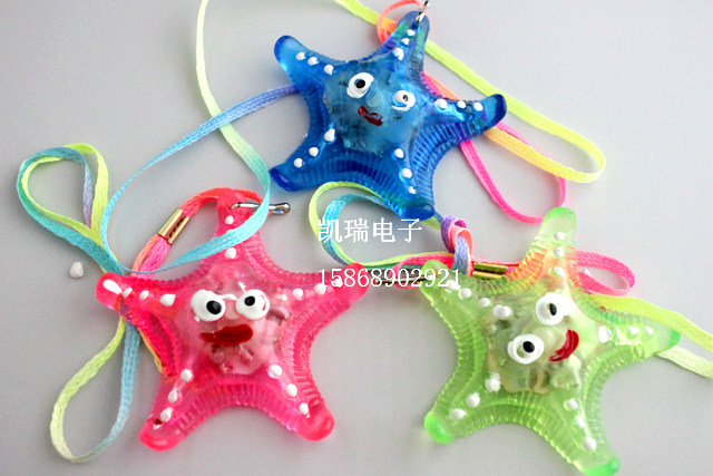 0390 부드러운 접착제 불가사리 반짝이 목걸이 빛나는 목걸이 빛나는 펜던트 오션 시리즈 어린이 작은 선물