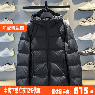 李宁男子短款羽绒服2025冬季健身系列80%鸭绒保暖连帽外套AYMV495