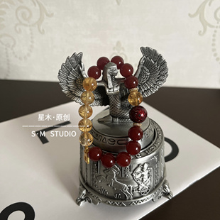 星木原创｜五行火土定制手链天然红玛瑙黄水晶手链手串补火补土