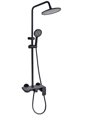 惜度304不锈钢淋浴花洒套装卫生间升降淋浴洗澡三档黑色HSG-040B