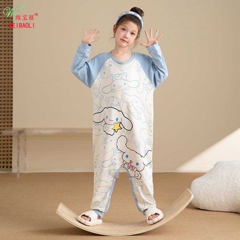 儿童连体睡衣纯棉女童春秋季卡通