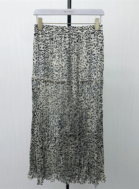 香●2026夏季新品 复古豹纹半身裙女气质长款压褶雪纺裙子2491