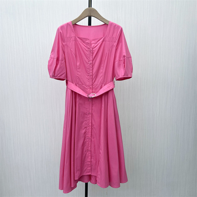 良月●2025夏季新 短袖连衣裙女气质休闲通勤简约百搭衬衫裙0229