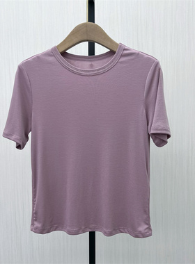 S●2025秋季新品 正肩短袖T恤女休闲短款修身显瘦打底衫上衣762