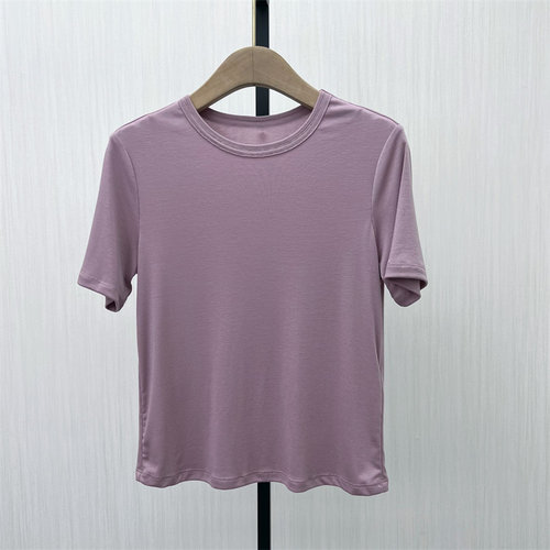 S●2025秋季新品 正肩短袖T恤女休闲短款修身显瘦打底衫上衣762