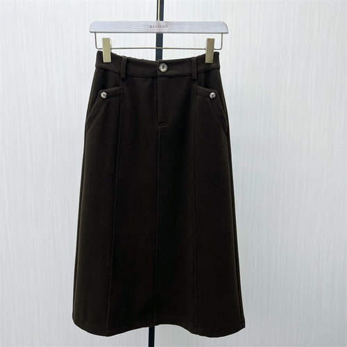 C●2025冬季新品 毛呢半身裙女气质百搭高腰显瘦直筒a字长裙6031