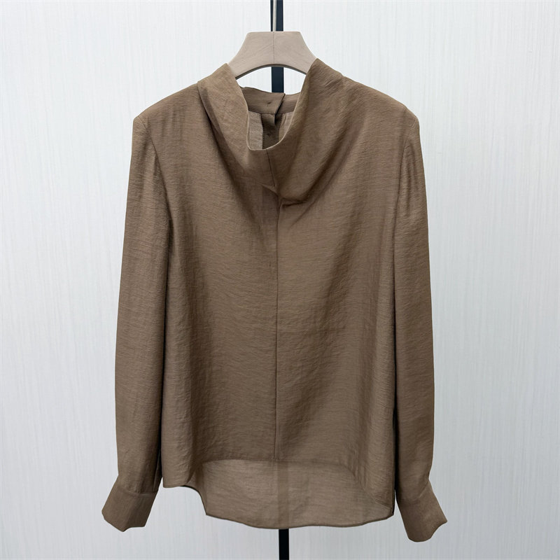 恩●2026春季新品 法式长袖衬衫女小众气质别致宽松打底上衣609